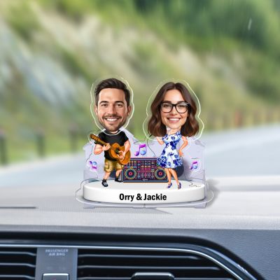 , Personalized Couple with Musical Theme Idol for Car Dashboard & Home Tabletop Decor Battery Powered Shaking Head Gift for Valentines Day, Birthday
